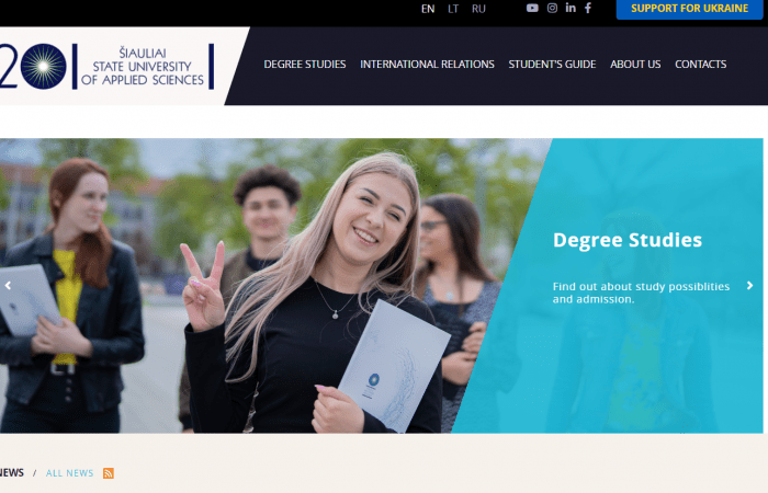 Shtyhet thirrja për aplikime për studentët në Šiauliai State University of Applied Sciences, në Lituani, në kuadër të programit Erasmus +, për semestrin e dytë të vitit akademik 2022-2023.