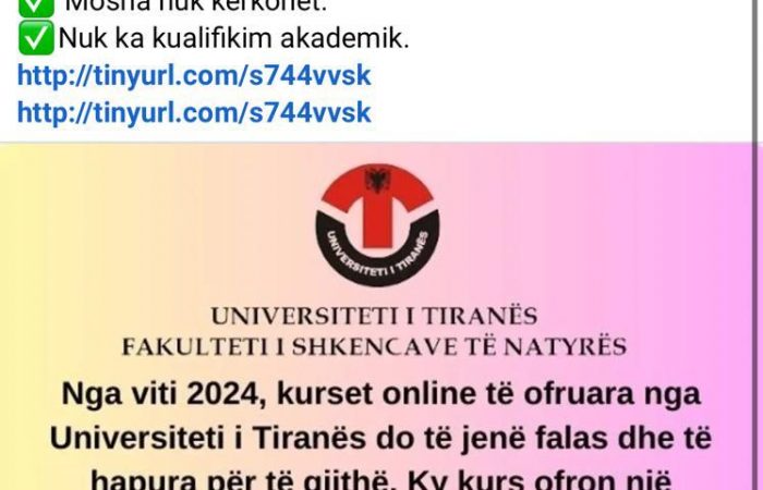 Kujdes! Këto nuk janë njoftime të Universitetit të Tiranës.