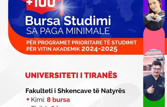 Bursa studimi sa paga minimale për programet prioritare për vitin akademik 2024-2025!