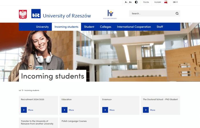 Hapet thirrja për aplikime për studentët në Universitetin Rzeszow, në Poloni, në kuadër të Programit Erasmus +, për semestrin e dytë të vitit akademik 2024-2025.