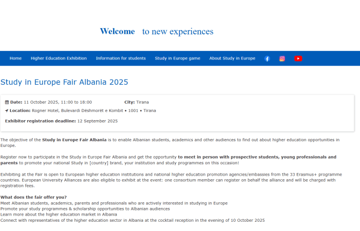 Panairi “Study in Europe 2025”