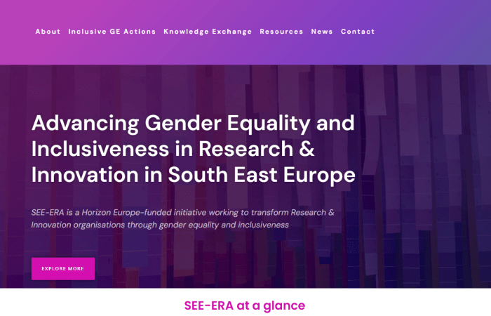 Transforming R&I organizations and advancing the ERA through gender equality and inclusiveness in SEE, SEE – ERA