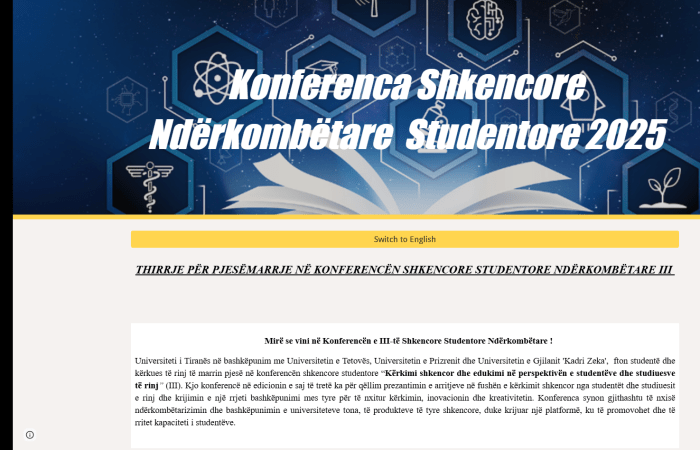THIRRJE PËR PJESËMARRJE NË KONFERENCËN SHKENCORE STUDENTORE NDËRKOMBËTARE III