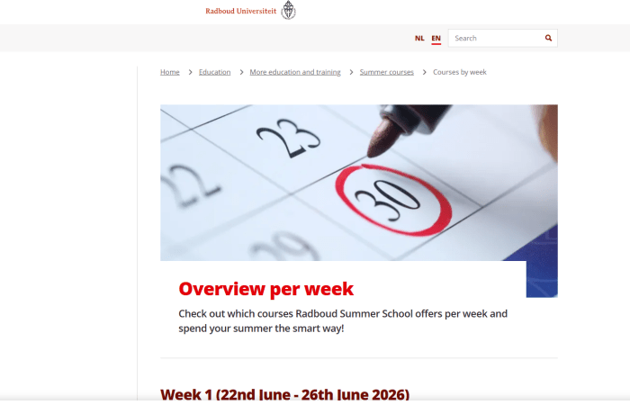 Në kuadër të programit Erasmus+ KA171 hapet thirrja për aplikime për Shkollat Verore në Universitetin Radboud, Hollandë.