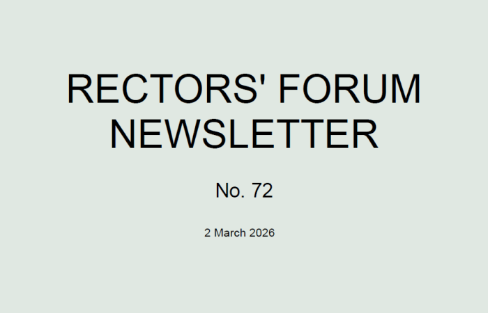 RECTORS’ FORUM NEWSLETTER No. 72 2 March 2026