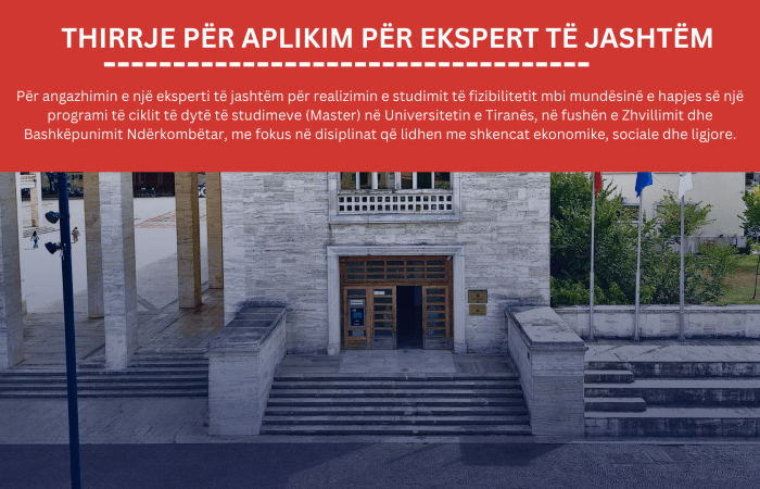 THIRRJE PËR APLIKIM PËR EKSPERT TË JASHTËM