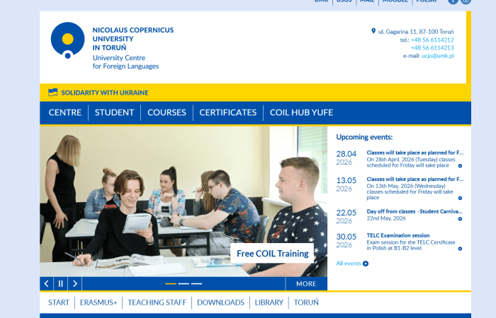 Hapet thirrja për aplikim në kuadër të programit Erasmus+ në Qendrën e Gjuhëve të Huaja të Universitetit Nicolaus Copernikus në Torun, Poloni, për trajnim në semestrin e dytë të vitit akademik 2025-2026