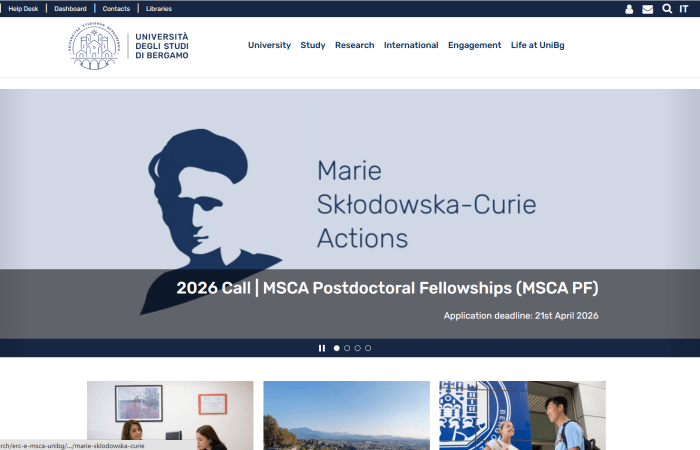 Hapet thirrja për aplikime për bursa për stafin akademik me kohë të plotë të Universitetit të Tiranës në Universitetin e Bergamos, Itali, për semestrin e dytë të vitit akademik 2025-2026.