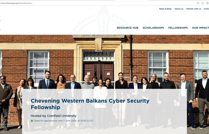 Chevening Western Balkans Cyber Security Fellowship, një program prestigjioz i financuar nga UK Foreign, Commonwealth & Development Office, ka hapur thirrjen për profesionistë në mes të karrierës me potencial lidershipi në siguri kibernetike dhe politika kibernetike.