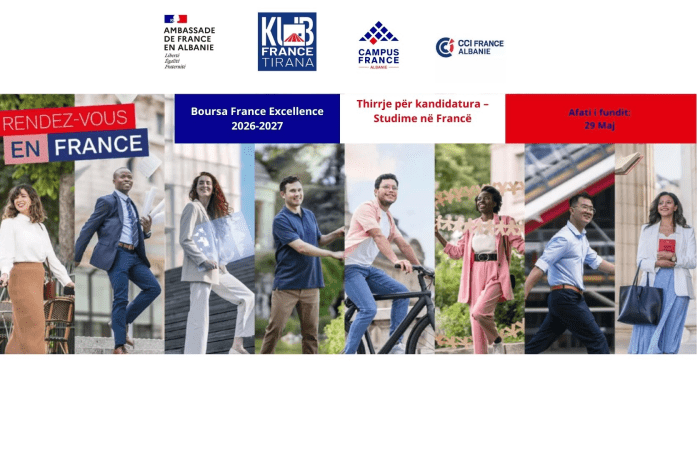 THIRRJE PËR APLIKIME Bursa France Excellence për studime në Francë, viti akademik 2026-2027