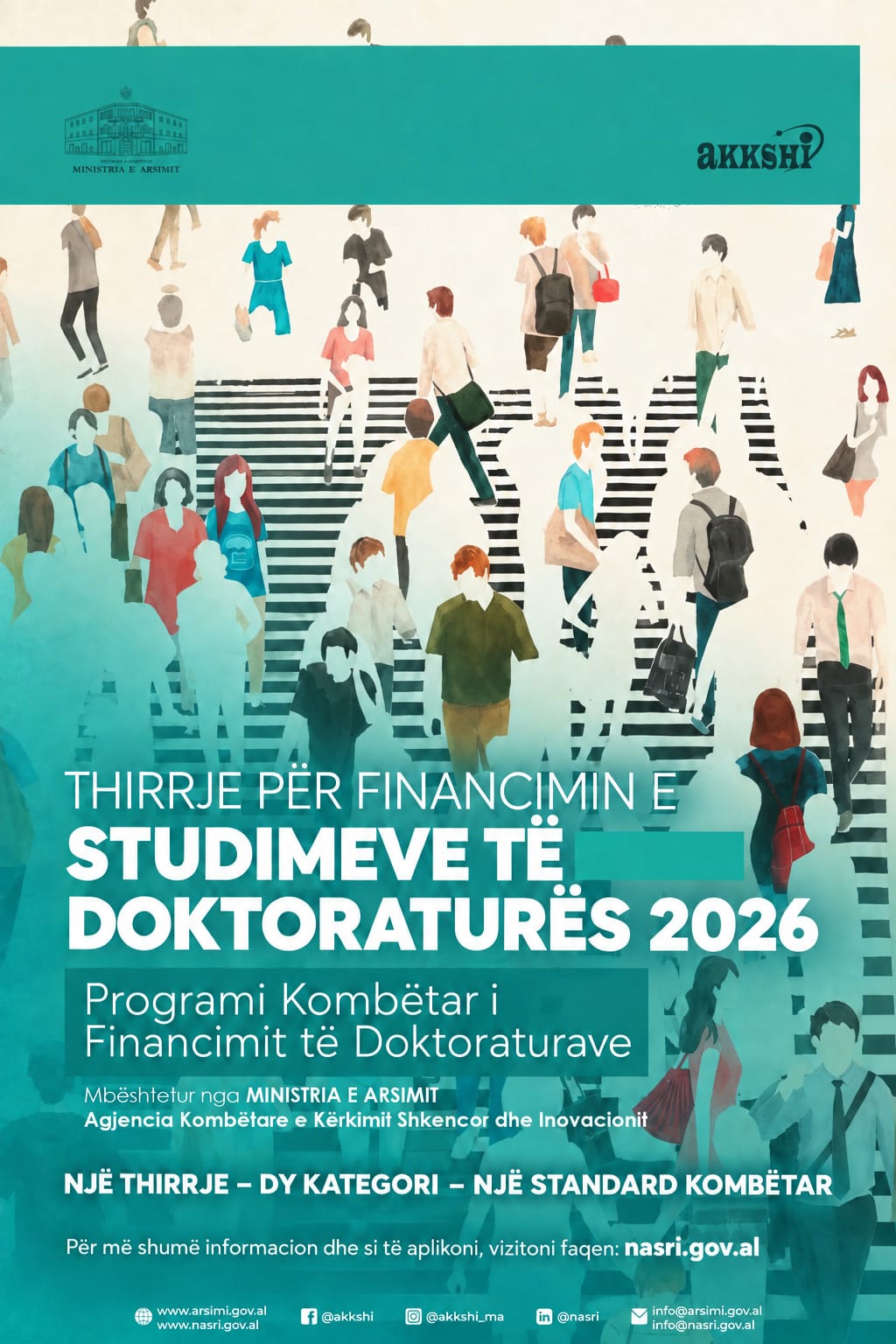 Broshura: Thirrje për Financimin e Studimeve të Doktoraturës 2026 – Ministria e Arsimit dhe AKKSHI